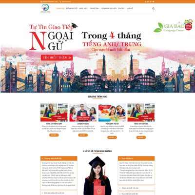 Mẫu website trung tâm tiếng anh