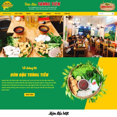 Mẫu website bán bún đậu