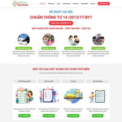 Mẫu website dịch vụ khám sức khỏe 01