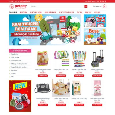 Mẫu website thực phẩm thú cưng