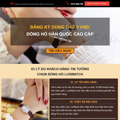 Mẫu landing page bán đồng hồ 02