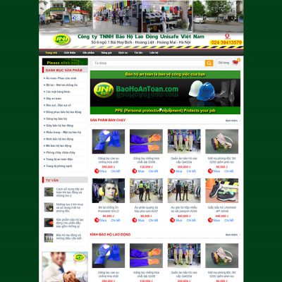 Mẫu website bán đồ bảo hộ dạng cổ điển