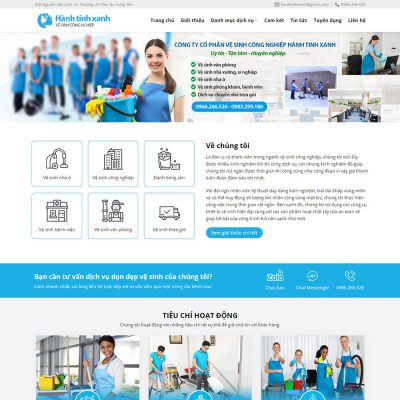 Mẫu website dịch vụ dọn vệ sinh