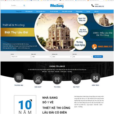 Mẫu website kiến trúc nhà sang