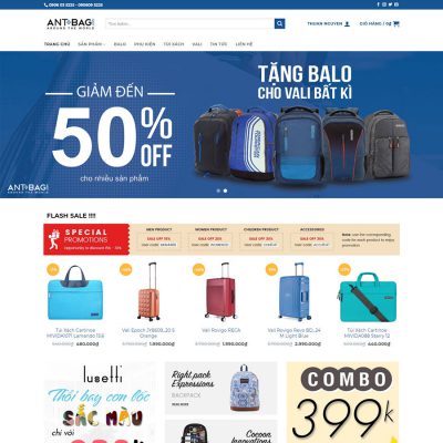 Mẫu website bán balo