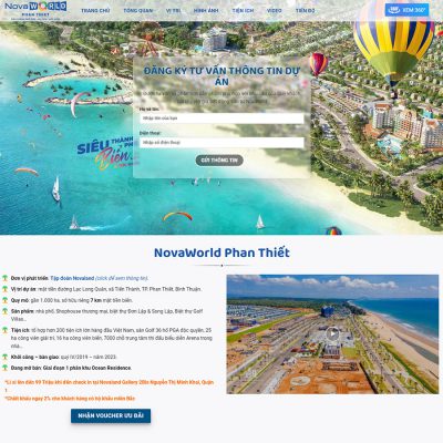 Mẫu website bất động sản Novaland