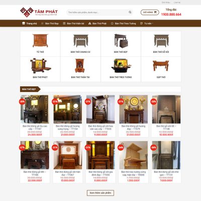 Mẫu website bán bàn thờ, nội thất