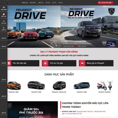 Mẫu website bán xe Peugeot