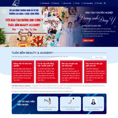 Mẫu website khóa học thẩm mỹ