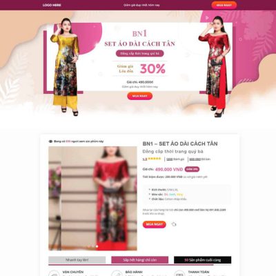 Mẫu landing page áo dài