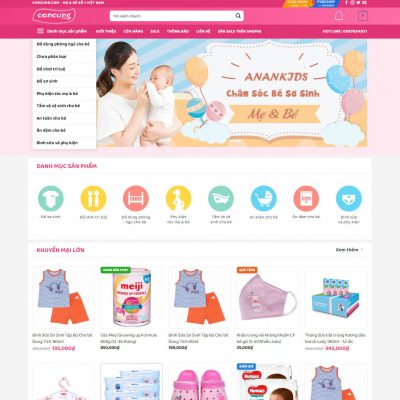 Mẫu website bách hóa 04 - đồ trẻ em, mẹ và bé