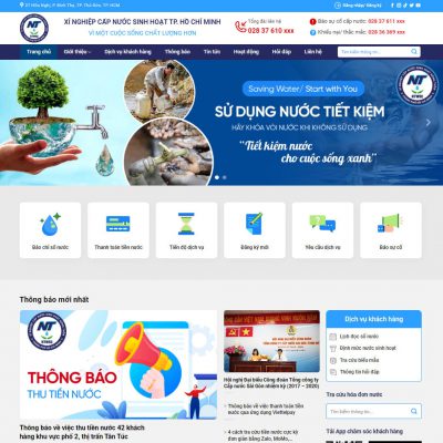 Mẫu website công ty, xí nghiệp cấp thoát nước