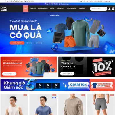 Mẫu website bán quần áo giống coolmate