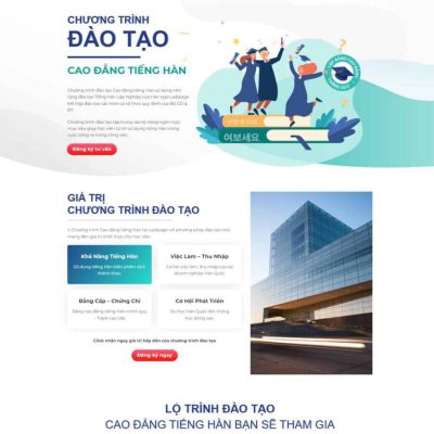 Mẫu landing page đào tạo tiếng Hàn