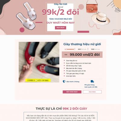 Mẫu landing page bán dép