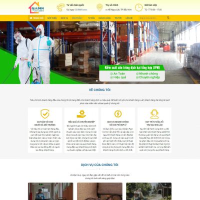 Mẫu website dịch vụ diệt côn trùng, sâu bọ, kiến gián