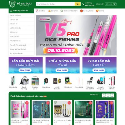 Mẫu website bán đồ câu, dụng cụ câu cá
