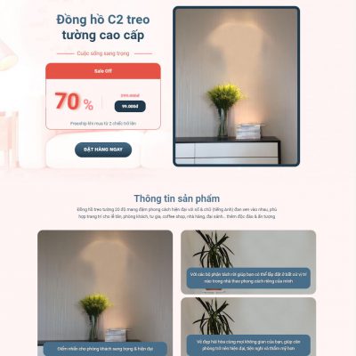 Mẫu landing page đồng hồ dán tường 3d
