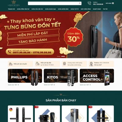 Mẫu website bán khóa cửa, tay nắm cửa
