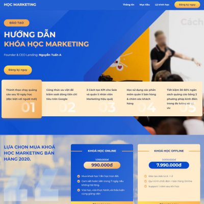 Mẫu landing page khóa học marketing