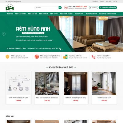 Mẫu website bán rèm cửa, manh rèm