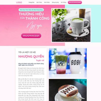 Mẫu landing page nhượng quyền trà sữa