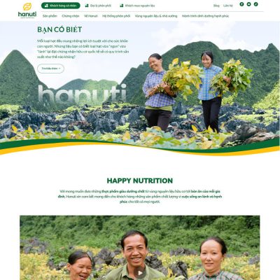 Mẫu website nguyên liệu sạch - organic giống hanuti