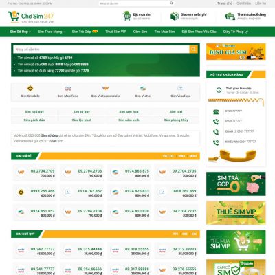 Mẫu website bán sim, số điện thoại 01