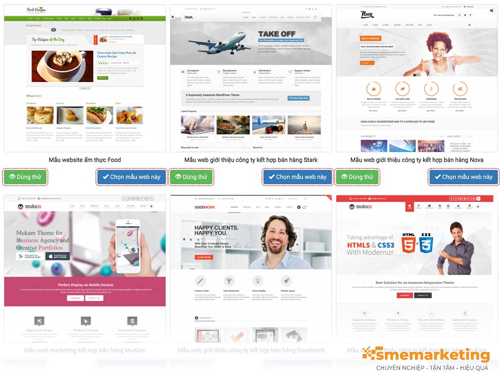 Kho giao diện website có sẵn của Expro Việt Nam