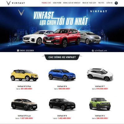 Mẫu website bán xe vinfast